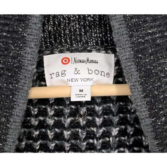 RAG & BONE Mens Neiman Marcus Black White Cardigan Wool Blend Sweater Medium - Picture 3 of 4